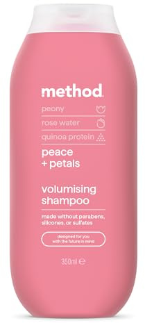 Method Volumising Shampoo, Peace and Petals, Peony, Rose Water & Quinoa Protein Scent, Sulphate-Free, 350ml