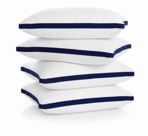 Pillows 4 Pack Hotel Quality Side Sleeper Bounce Back Bed Pillow - White Pillows 2 Pack Neck Pillow Shoulder Back Support Super Soft Firm Machine Washable Hypoallergenic (4, Hotel Pillow)