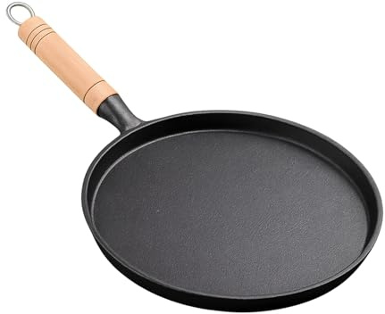 Jinfanshurich Sartén de hierro fundido, diámetro de 26 cm, sartén de hierro fundido sin revestimiento, sartén de hierro fundido con mango de madera extraíble, sartén de hierro fundido, sartén para