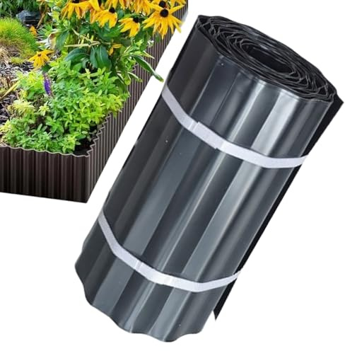 Trädgårds| Trädgårdsinfattning, 10 meter flexibel korrugerad plåt, kantsten för pooler, gångväg, uppfart, blomsterrabatt, terrass, lekområde