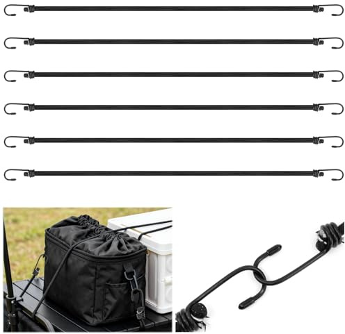BEASAFY 6 tensores de goma de 80 cm con ganchos, 8 mm de diámetro con ganchos, expansores de goma tensora, tensor de equipaje resistente, tensor versátil para camping, gomas tensoras para vehículos