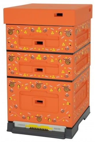LYSON Bienenbeute Styropor Dadantbeute Dadant Blatt Beute OPTIMA Bienenstock-Set (ORANGE mit Aufdruck BIENE) für die Selbstmontage (Passende Rahmen:47×43,5x30cm;47×43,5x14,5cm)