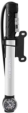 TZOXTLH Mini Bomba de Bicicleta portátil de Alta presión Bomba de Marco de neumático de Bicicleta se Adapta a Presta Schrader con manómetro para Bicicletas de montaña de Carretera (Plata)