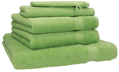 Betz 5-TLG. Handtuch-Set Premium 100% Baumwolle 1 Duschtuch 2 Handtücher 1 Gästetuch 1 Waschhandschuh Farbe apfelgrün