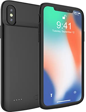 Akku Hülle für iPhone X/XS / 10, 6000mAh Hohe Kapazität Zusatzakku Ladehülle Akku Case Tragbare Power Case Akkuhülle Battery Case Cover Powerbank Hülle für iPhone XS/X / 10 [ 5,8 Zoll ]