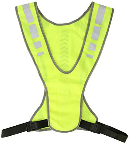 Keenso Reflekterande löparväst, hög synlighet justerbar reflekterande säkerhetsväst sport reflekterande väst fluorescerande gul med fickor för nattlöpning cykling