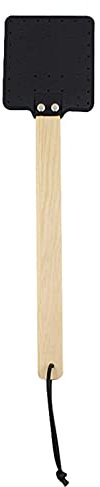 Leling Tapette À Mouche en Cuir, Tapette À Mouches Robuste, Moustiques Slap avec Manche en Bois, Peut Être Accroché, Protection Contre Les Moustiques, Mouches Et Insectes