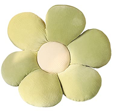 ACYOUNG Blumenboden Kissen Tatami Blumenförmiges Plüsch-Dekor der bequemen Sitzkissen für Kinderzimmer Hause Sofa Dekoration (50 x 50 cm,Grün & Weiß - a)