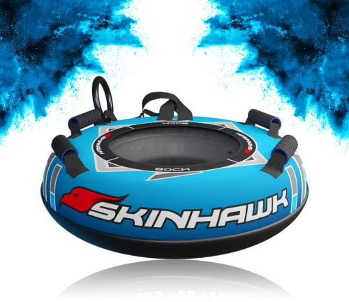 SKINHAWK Snowtube professionnel Ø 80 cm Bleu Luge Bob Luge Pneu de neige Pneu antidérapant