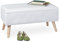 Relaxdays Sitzbank mit Stauraum, Samtbezug, 40 L, gepolstert, Holzbeine, Flur, 2er Truhenbank, 41 x 80 x 40 cm, weiß