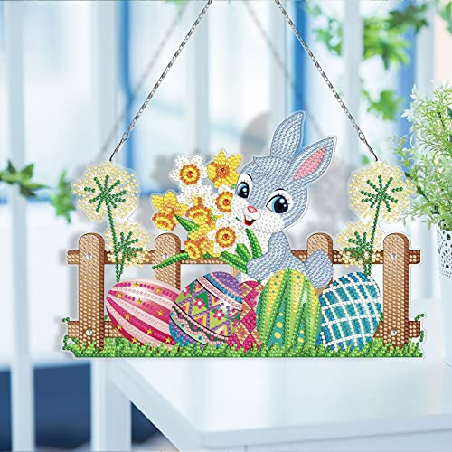 ZOYIEP Kit Diamond Painting 5D per pittura con diamanti, con corona di Pasqua, set con catena sospesa, quadro da parete e decorazione per ingresso (A)