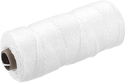 sourcing map Torcida Albañil Línea Nylon Cordel Cuerda Cordón Blanco 100M/109 Yardas 2mm Diámetro para Redes, Paisajismo, Hogar Mejora, Bricolaje Proyecto, Artesanía, Albañilería