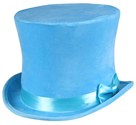Thetru Kostüm Zubehör Zylinder Hut neon blau Karneval Fasching Gr. 57/58
