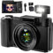 Digitalkamera 4K 48MP Vlogging Kamera für YouTube 16X Digitalzoom mit Makro-Funktion &Liftable Flash, Kompaktkamera für Fotografie 3'' 180° Flip Screen, 32GB TF Karte, 2 Batterien