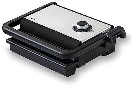 Lacor - 69573 - Grill Abatible Controlle, Parrilla Eléctrica, 4 Posiciones Altura, Regulador de Temperatura, Bandeja de Goteo Extraíble, Placas Aluminio Fundido, Ecológicas, 1500 W, 33.5x28x12.5 cm