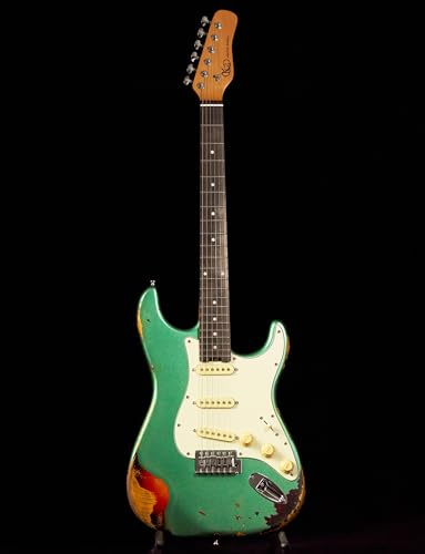 KGD Relic Electric Guitar,Roasted Maple Neck and Rosewood fingerboard,Bone Nut,6-String Relic Guitar,Professional/Full Size/Electric Guitars for Adults