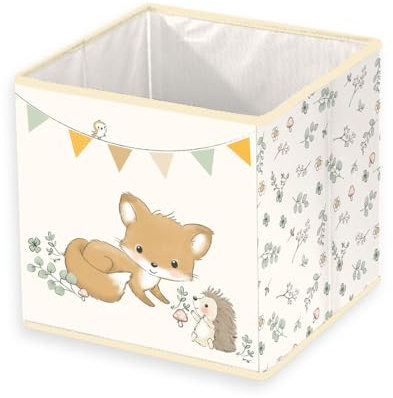 Herding babybest Aufbewahrungsbox Waldfreunde, ca. 30 x 30 x 30 cm, Aufbewahrung im Regal oder freistehend, 100% Polypropylen, Innen 100% Papier