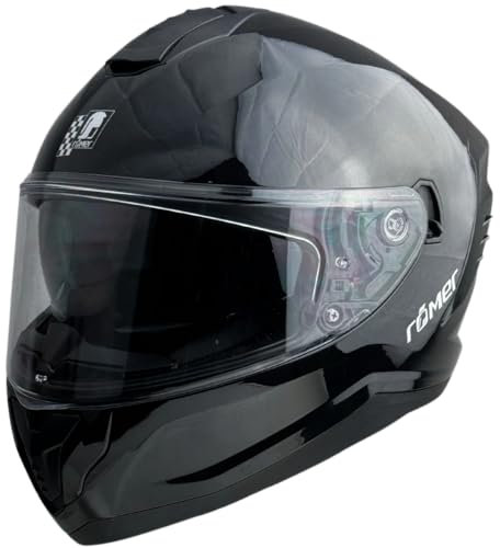 Römer Integralhelm RR20171 - Motorradhelm mit Sonnenvisier, schwarz glänzend, Gr. XS-XXL