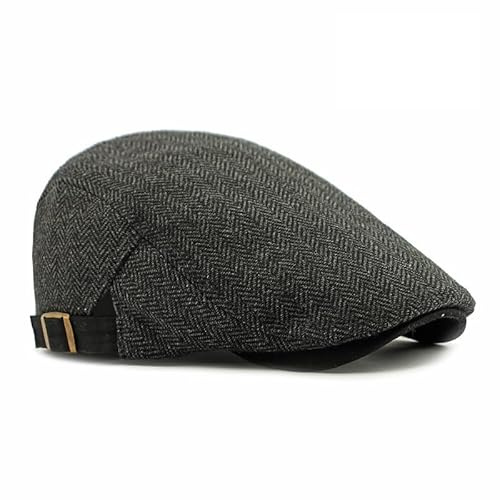 Dalababa Casquette Beret Homme, Réglable Chapeau Souples à Chevrons Gavroche Homme, Plate Golf Driving Gatsby Irlandais Newsboy Flat Cap - Noir