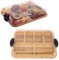 Planches à Charcuterie, Planche à Fromage en Bambou avec Compartiments, Plateau de Charcuterie en Bois et Plateau de Service Alimentaire avec Couvercle Verrouillable Transparent