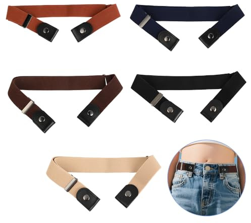 FHISKUNYU 5 Cinturones Elásticos Ajustables para Niños y Niñas Sin Hebilla