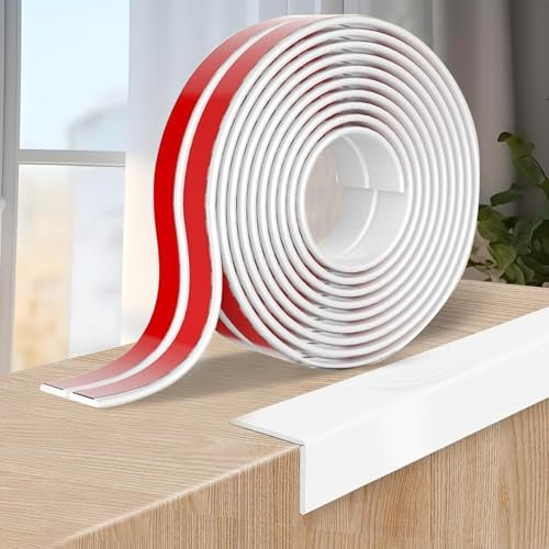 Protection Angle Mur Adhésif, Bandes Corniere en TPE, Plinthe Souple Épaisse en Forme de L Baguette Angle pour Murs, Portes, Cuisine, Fenêtres, Idéal pour Rénovations DIY (Blanc, 2cm x 4M)