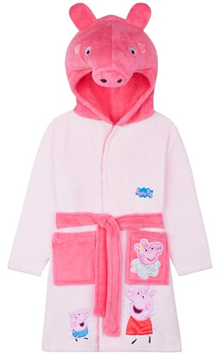 Peppa Pig Robe de Chambre les Tout-Petits et les Filles, Peignoir de bain Polaire à Capuche Ultra Doux, Cadeau Fille (3-4 Ans, Rose)