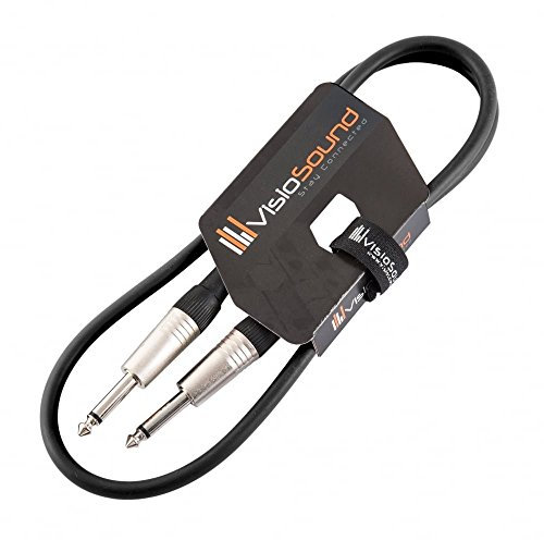 VisioSound Guitar Lead 6.35mm Mono Jack to Jack/Instrument Cable/Patch Lead / 6 Colours 1m Black