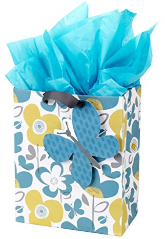 Hallmark 9 Medium Gift Bag with Tissue Paper (Flowers and Butterflies)