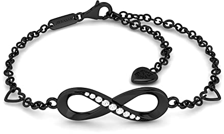 SERASAR Infinity Armband Schwarz Frauen Schmuck 925 Sterling Silber Damen Kette Mädchen Schmuckbox Geschenke für Hochzeitstag Silberhochzeit Armkette