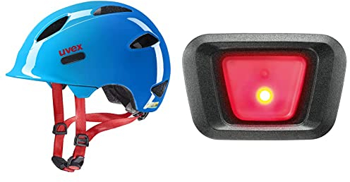 uvex Unisex Jugend OYO Fahrradhelm, Ocean Blue, 50-54 cm & Unisex Plug-in Led Xb048 Finale Visor Fahrradhelm Beleuchtung, red-Black, Einheitsgröße EU