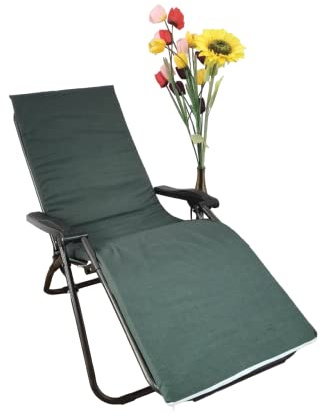Cojín Tumbona 180x50x3cm Reclinable Colores lisos. Colchoneta Tumbona Exterior con Relleno de Espuma. Con tira de sujeción. Se puede doblar fácilmente para una mejor transportación. (Verde Oscuro)