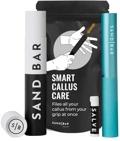 SandBar Callus Remover Tool, File for Hands, Durable Aluminum Tool Callus Shaver, Palm and Heel Dead Skin Removal, Includes Nourishing Salve, Ideal for Athletes, Climbers, and Gym Enthusiasts - Blue