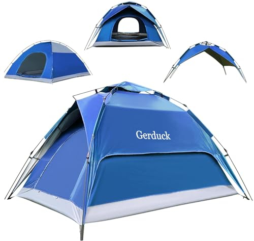Gerduck 3 in1 Camping Zelt,4/6 Personen Instant Pop Up Zelt,Wasserdicht Automatische Familie Kuppelzelt,Große 4 Jahreszeiten Wurfzelt für Camping