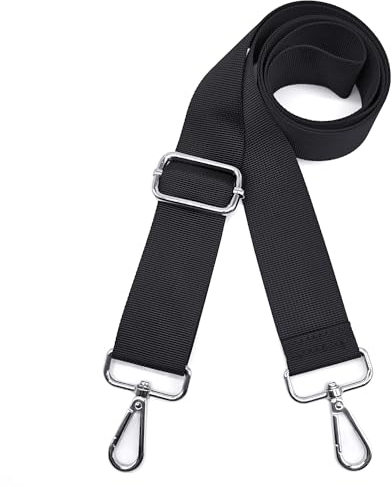 Xundefeng 3.8cm Schwarz Breiter Taschengurt Verstellbarer Schultergurt für Taschen Taschengurte zum Wechseln Schulterriemen - Silber Clip
