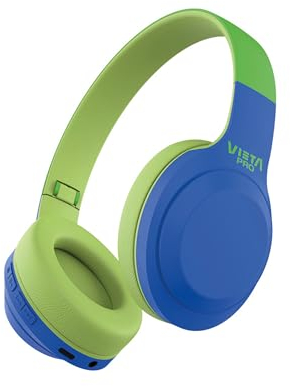 Vieta Pro Kids 2– Auriculares Infantiles inalámbricos de diameda para niños (Bluetooth, Radio FM, Micro Integrado, Entrada Auxiliar, Reproductor Micro SD, Plegables, autonomía 15 Horas) (Verde)