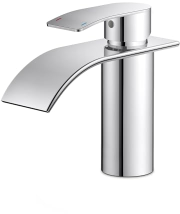 FORIOUS Robinet de Salle de Bain,Mitigeur Lavabo Cascade en Acier Inoxydable,Mitigeur Monocommande pour Eau Chaude et Froide dans la Salle de Bain, Économiseur D'eau et D'énergie Chromé.