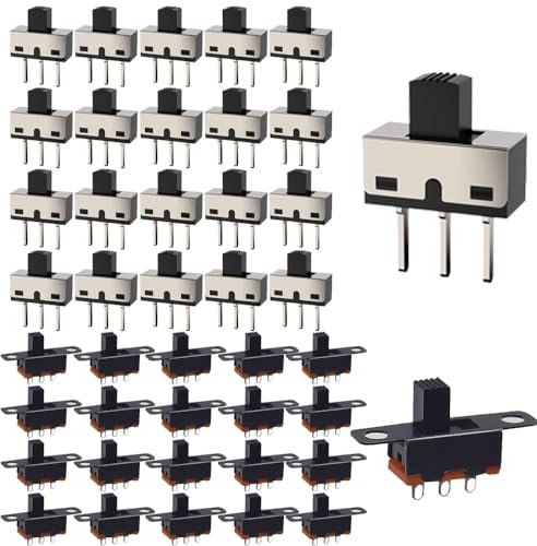 Gebildet 40 Interruptores Deslizantes 250 V/3 A, 1P2T SPDT 3pines 2 Posiciones SS12D10 y 50 V/0.5 A mini interruptor Deslizante de Panel ON/Off SS12F15 interruptor de Palanca de 3pines