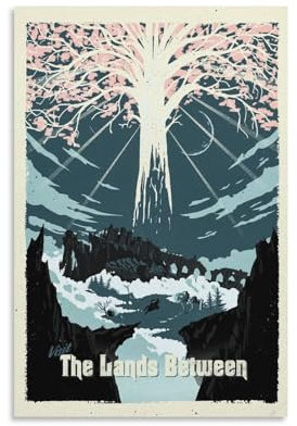 The Lands Between Elden The Ring Videospiel-Poster, Wanddekoration, für Schlafzimmer, Leinwand, Gemälde, Badezimmer, Kunst, Wanddekoration, 30 x 45 cm