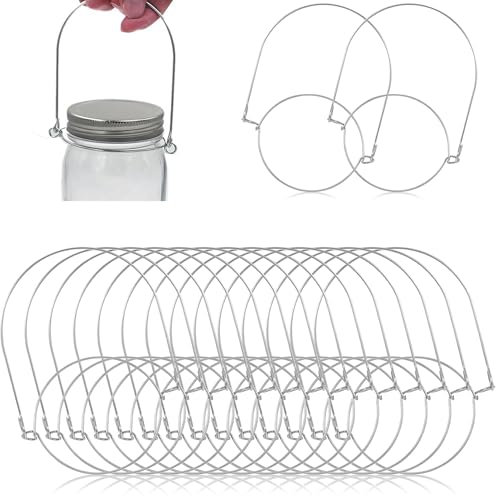 Perchas de alambre de acero inoxidable para tarros Mason, paquete de 24 asas de tapa de tarro Mason, instalación sin herramientas para tarros de conservas, amplia aplicación para decoración, soporte