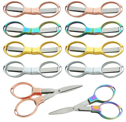 8 stycken fällsax, Watunid bärbar vikbar sax, minisax, rostfritt stål, teleskop, pysselsax, liten sax, resesax, minisäkerhetssax för hem, kontor, gör-det-själv-projekt