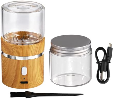 Electric Herb Grinder, Electric Spice Grinders Mini Size 2inx3.5inches with 2pcs 1.7oz/50ml Glass Jar Rechargeable Automatic Herb Grinder