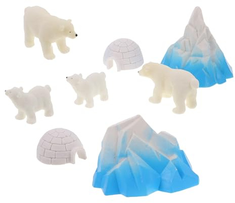 SUPVOX Miniature Orsi Polari e Igloo Decorazioni Invernali in Resina Set 8 Pezzi Giocattoli Educativi Realistici e Gioco Sensoriale per Ragazzo Ragazza per Artigianato