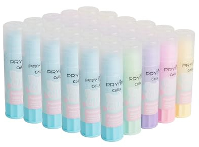 Pryma Colla Stick Pastel 8 g – Confezione da 30 Pezzi – Colla Solida con Base Girevole – Asciugatura Rapida – Ideale per Scuola, Casa e Lavoretti – Colori Pastello