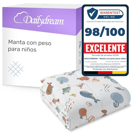 Dailydream Manta Pesada para niños, 104x150 cm, 3,2 kg, diseño de Espacio, de algodón 100%, Relleno de Perlas de Cristal, Manta terapéutica para Peso Corporal 36-55 kg