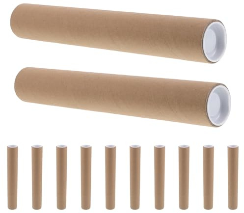 Generico Tubi per Poster in Carta Kraft con Tappo, Set da 12 Tubi Postali da 30 Cm per Spedizione e Conservazione di Poster, Opere D’arte e Documenti, Contenitore Resistente per Spedizioni