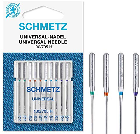 SCHMETZ | 10 Nähmaschinennadeln | Universal | 130/705 H | Nadeldicke 70/10-100/16 | auf jeder gängigen Haushaltsnähmaschine einsetzbar