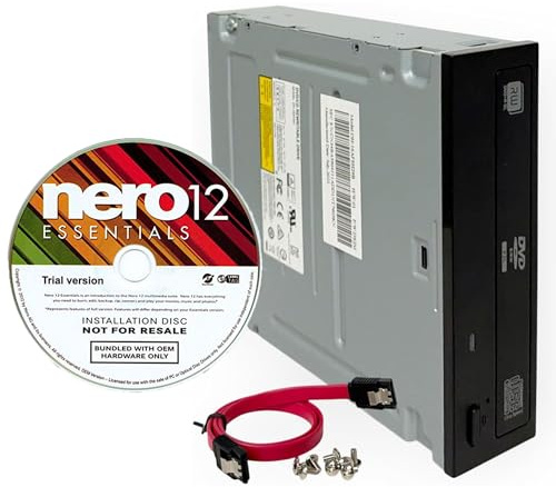 Lite-On 24X SATA DVD/CD Writer Drive, 5.25 DVD Playback Optical Drive with Nero 12 Essentials, Sata Cable & Screws, CD/DVD Burner for Desktop PC & Duplicator
