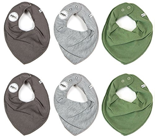 Pippi 6er Pack Baby Jungen Halstuch, Farbe: Grün, Grau und Dunkelgrau, One Size