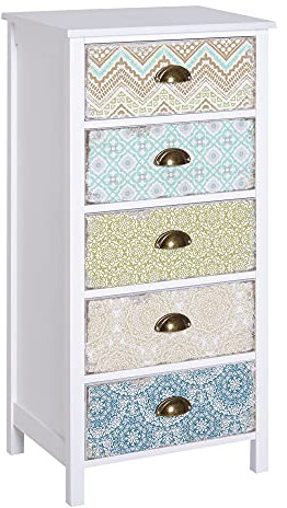 HOMCOM Chest of 5 Drawers Bedside Cabinet Side Storage Chest Entryway Living Room Bedroom Furniture Organizer Unit